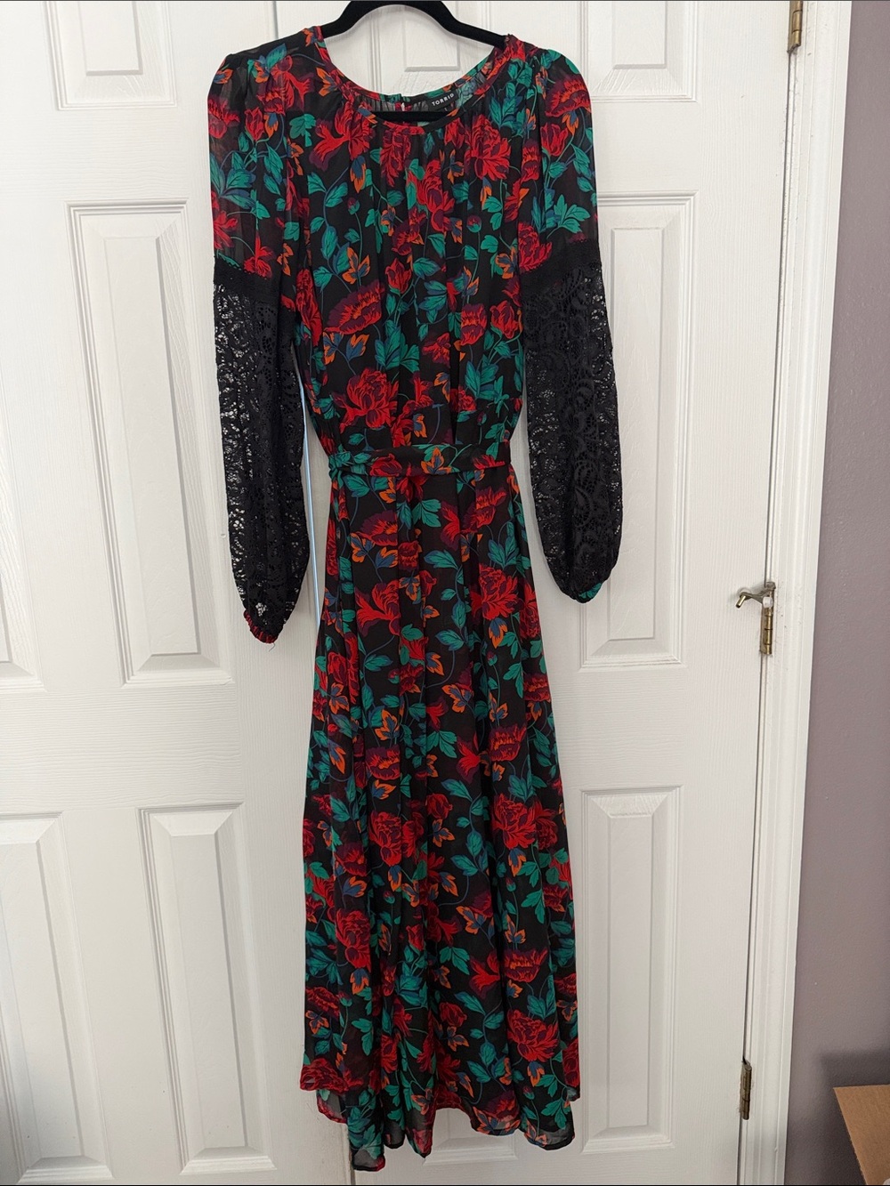 torrid Black Floral Maxi Dress with Red & Green Print